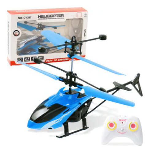 Juguetes Infantiles Helicóptero Teledirigido Recargable Color Blue With Remote Control