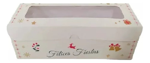 Caja Para Budin Con Visor Y Frase Felices Fiestas 28x10x8.5