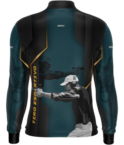 Imagem 6 de 7 de Camisa Tiro Esportivo Brk Azul Com Preto Com Fpu 50+