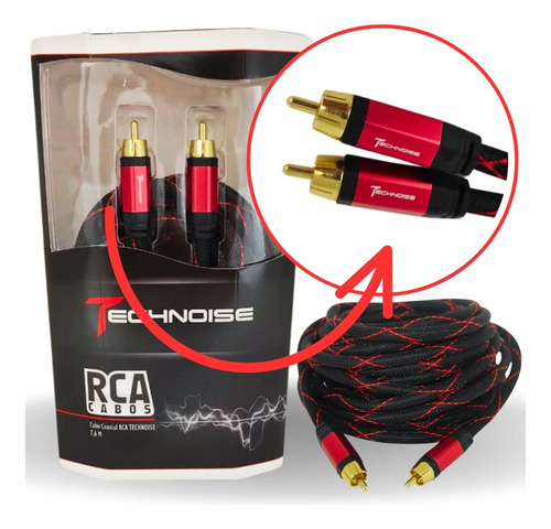 Cabo Rca Blindado 1via 7.6mts Conector Metal Audio Technoise