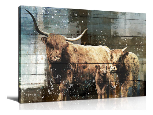 Arte De Pared Zhaoshop Highland Cow - Decoración De Pared Oc