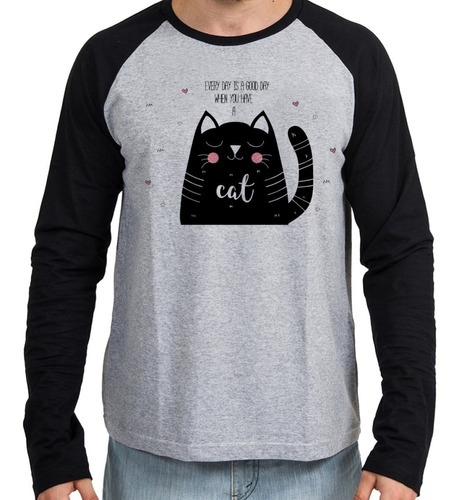 Camiseta Manga Cumprida Every Day Is A Good Gato Cat Gatinho