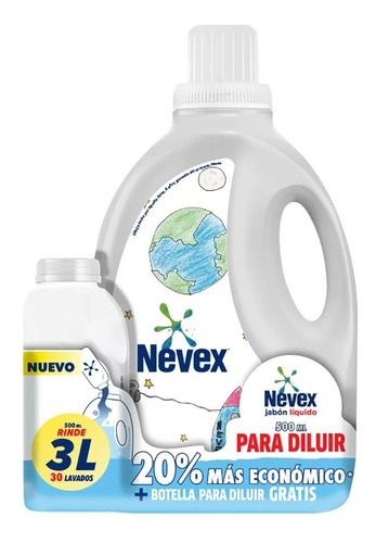 Jabón Líquido Para Diluir 500ml Rinde 3lt (30 Lavados) Nevex