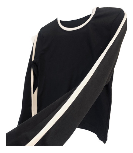 Top Remera Manga Larga Bordo Mujer Adolescente Crop