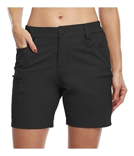 Essentials Pantalones Cortos de Senderismo de Tejido elástico de 5 Pulgadas con Bolsillos Mujer 