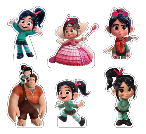 Figuras Vanellope Base Rígida Kit 6 Pzas Coroplast