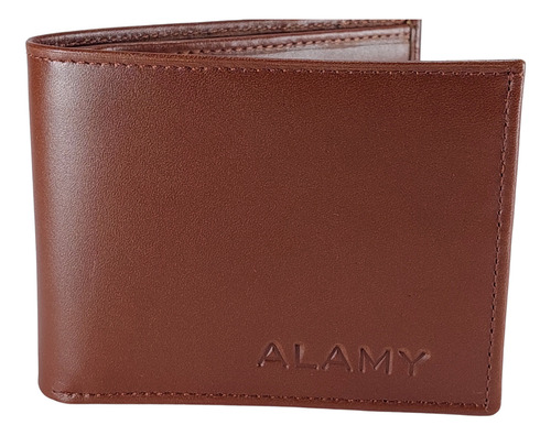 Billetera De Hombre 100% Cuero Modelo Dolar Color Marrón Diseño De La Tela Liso
