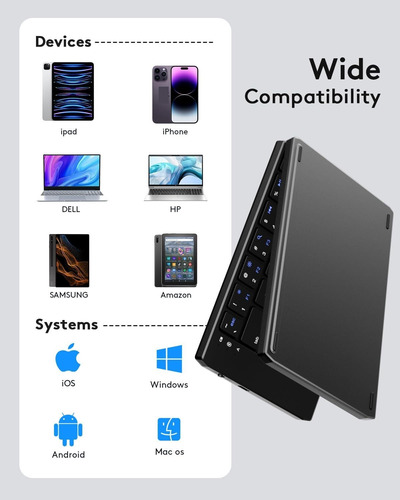 Teclado Plegable Bluetooth Teclado Inalámbrico Portátil