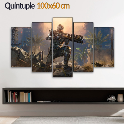 Cuadro Decorativo Moderno Gamers Call Of Duty Jd-0215 G Quíntuple 100x60 Cm Sin Marco