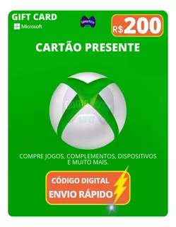 Gift Card Xbox Cartão Presente Microsoft Live R$ 200 Reais