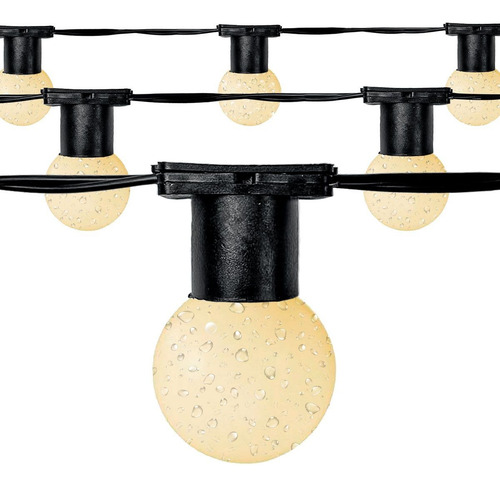 Varal De Luzes 15mts Preto Com Lâmpada Led 1w Branco Quente Luz Branco-quente 127