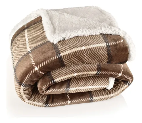 Frazada Reversible Polar Sherpa Cuadrille 150x200 - Mintt Color Khaki