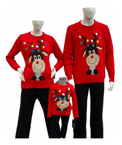 Sueter Navideño / Ugly Sweater Adultos Con Reno Y Luces 