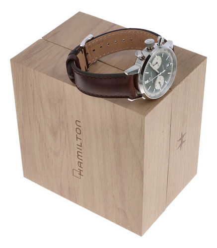 Reloj Hombre Hamilton American Classic Intra-matic 40mm Marrón Oscuro Plateado Verde