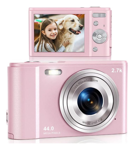 Cámara Digital Lecran Fhd 2,7k 44mp Compacta Rosa