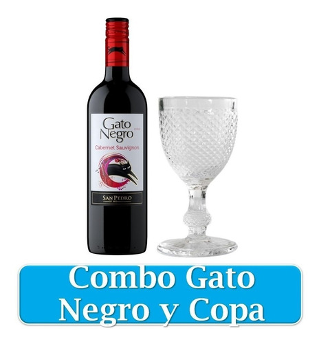 Imagen 1 de 3 de Combo Gato Negro Cabernet 750ml Gts Y Copa