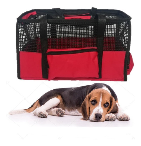 Mochila Bolso Mediano En Malla Rojo Para Perros Y Gatos