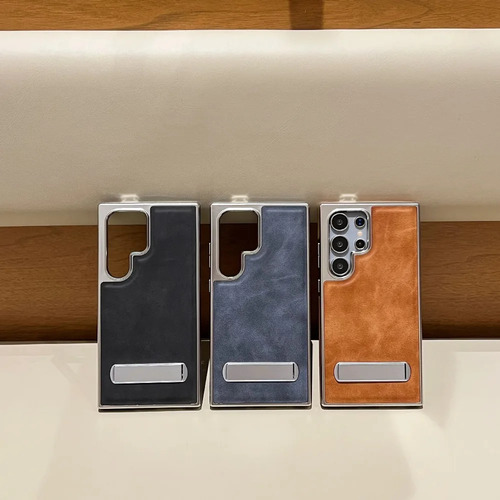 Funda De Teléfono Ultra Para Samsung Galaxy S25/24/s23/s21, S22 Plus, Soporte De Galvanoplastia De Piel Lisa S23fe, Protección Anticaída