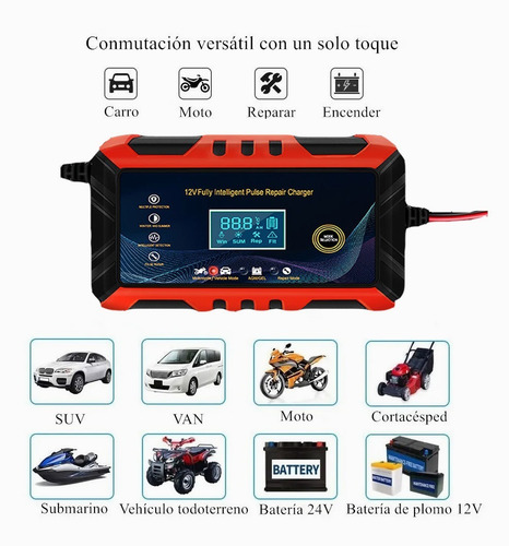 Imagen 3 de 10 de Cargador Inteligente Para Baterias 12v 6a De Auto Moto