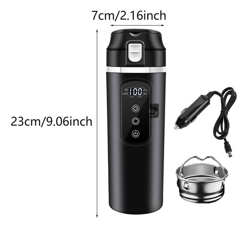 Hervidor De Agua Para Coche De 12v/24v, Taza Aislada, Negro