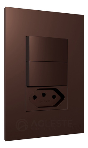Interruptor Duplo Simples+ Tomada 20a Recta Chocolate Satin Cor CHOCOLATE SATIN FOSCO