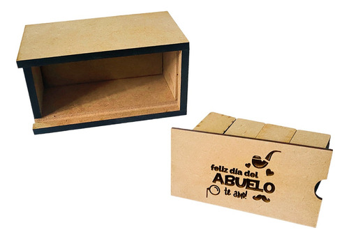 Caja Dominó Madera Mdf 6mm Grabada 10x5x4cm