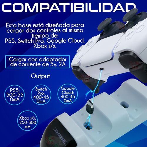 Soporte Base Cargador Doble Control Para Ps5 Tipoc Extraible