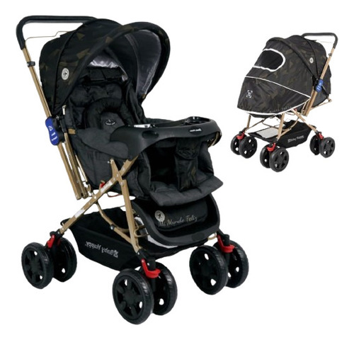 Coche Cuna Para Bebe Con Mango Reversible Dorado Babyhappy