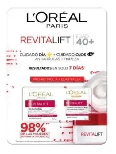 Crema Facial Loreal Revitalift Antiarrugas + Crema De Ojos Tipo De Piel 40-50 Años