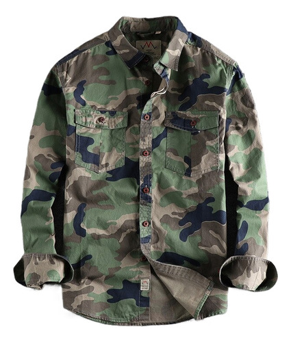 Camisa Militar De Manga Larga Para Hombre Con Soldados Tácti