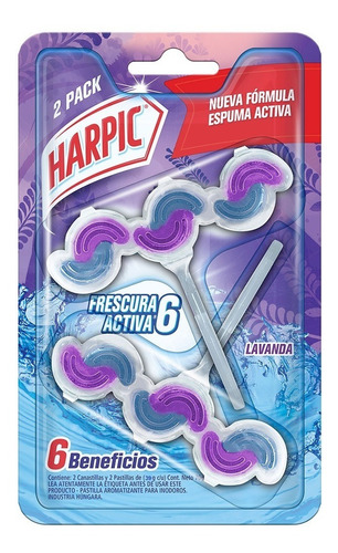 Pastilla Limpiadora Harpic Frescura Activa Lavanda 2pzas 39g