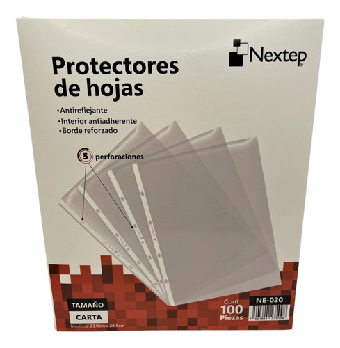 Mica Nextep Económica Protector Hoja Carta, Caja C/100 Pzas