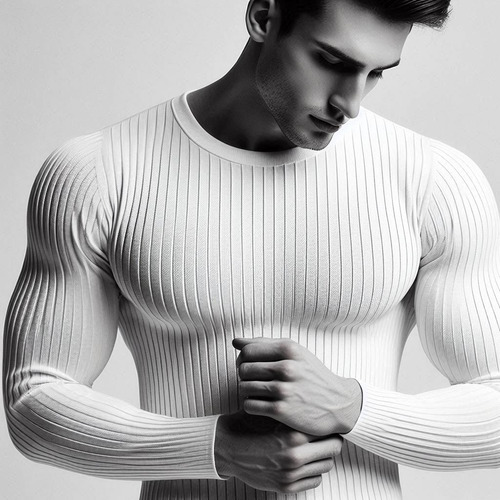 Playera Hombre Manga Larga Ribb Slim Fit