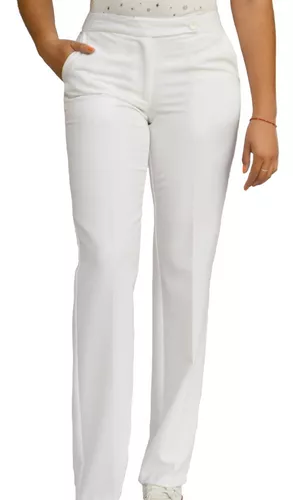 Pantalón Vestir Dama Blanco Medico Platine