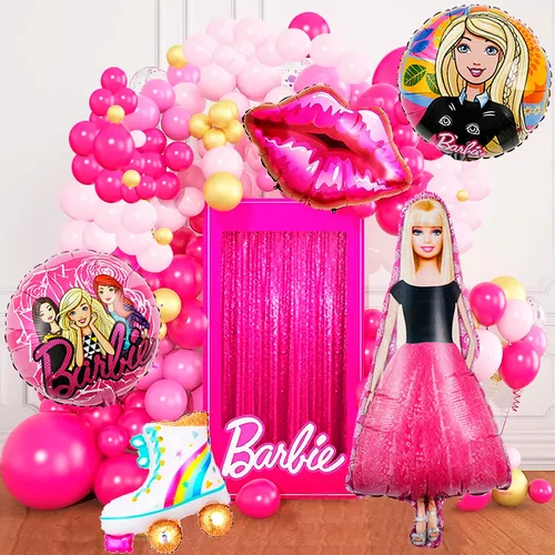 Arco De Globos Rosa Fucsia Confetti Barbie Decoracion Cumple