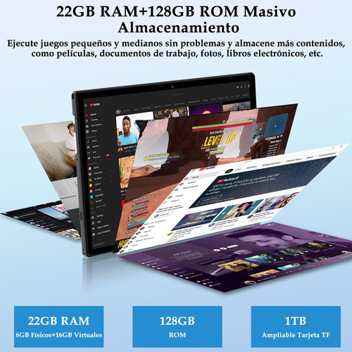 Tablet 10.1 22gb+128gb 8core Android 14 Con Teclado Raton 5g