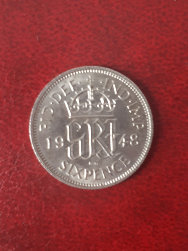 Moneda Inglaterra 1948 6 Pence Sin Circular 