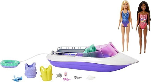 Barbie Bote Lancha Power Mermaid Muñecas Y 9 Accesorios