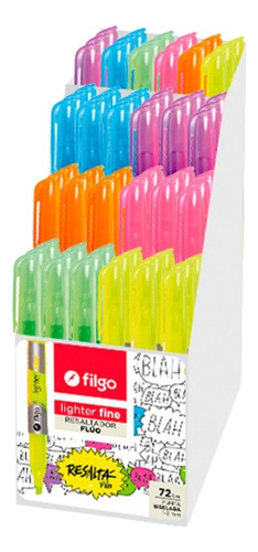 Caja Exhibidor X 72 Resaltadores Filgo Fine Fluo 6 Colores