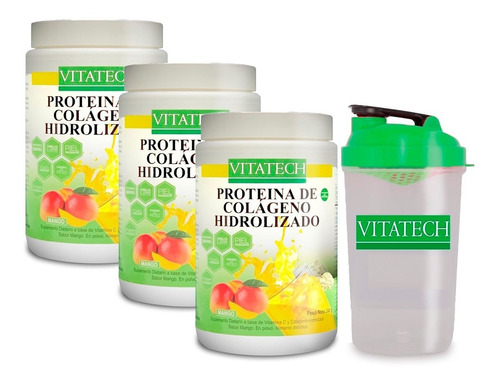 Proteína De Colágeno Hidrolizado Vita Tech X 248 G X 3 Potes