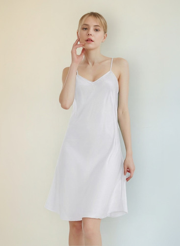 Camisón Con Tirantes Con Cuello En V Liso A La Moda