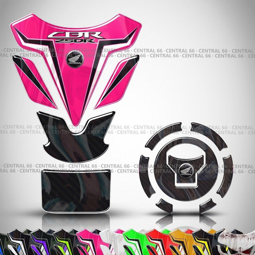 Protector Tanque Y Tapon Cbr 250r Rosado Negro Mk Motos