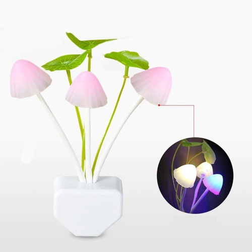 Luz Led Flores Y Hongos Lámpara Con Sensor Nocturno 3 Luces
