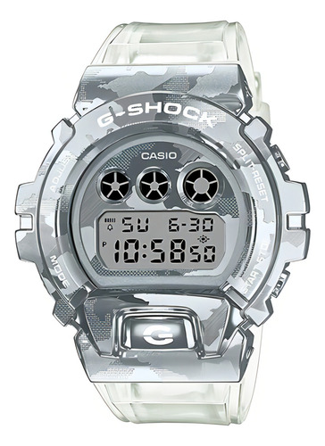 Reloj Casio G Shock Skel Camo 3 Dial Original Time Square Color De La Correa Transparente Color Del Bisel Metal Camuflaje Color Del Fondo Camuflaje Gris