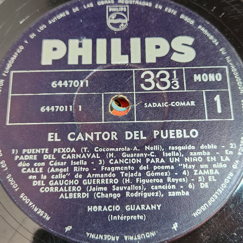 Sin Tapa Disco Horacio Guarany El Cantor Del Pueblo F0