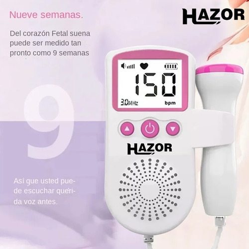 Hazor Doplerd Fetal Monitor Para Escuchar Pulsovital Latidos Bebe Seguridad Ultrasonido Portatil Seguro Y Protegido Mayor Calidad Color Rosa