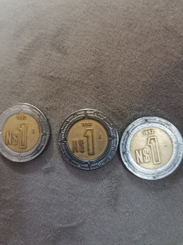 3 Monedas De $1 N Nuevos Pesos De 1992