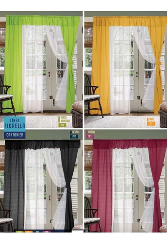 Juego De Cortinas Fiorella Doble + Voile 4 Paños 150 X 210