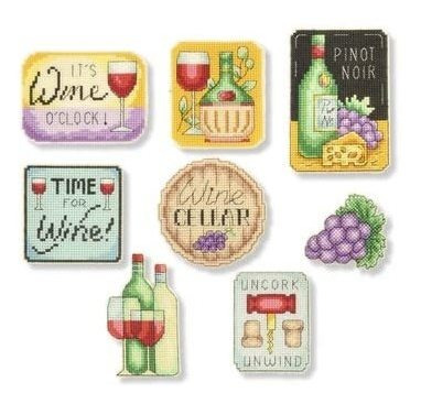 Herrschners Wine Time Kit Lona Plastico Imanes