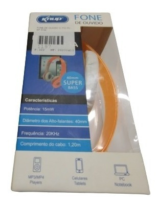 Fone De Ouvido - Cabo Flat P2 Dobrável Knup - Kp-313